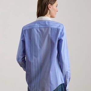 Lauren Ralph Lauren Blue Pinstripe Button Down Size XL Spring Vacation Travel